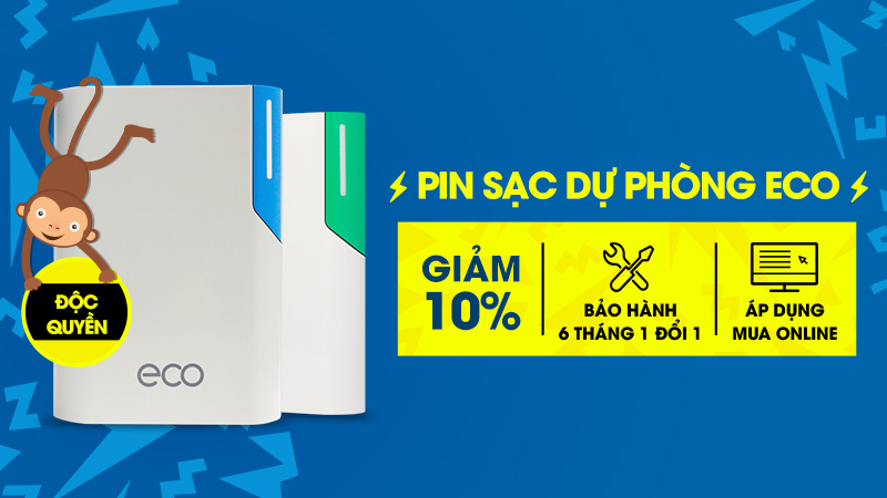 Giảm ngay 10% pin sạc dự phòng ECO khi đặt mua Online