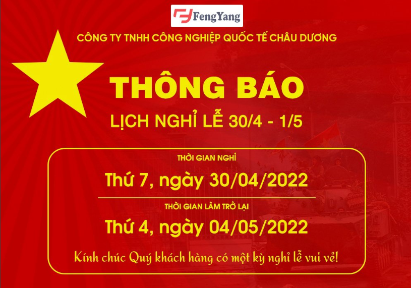 THÔNG BÁO NGHỈ LỄ 30/04-01/05