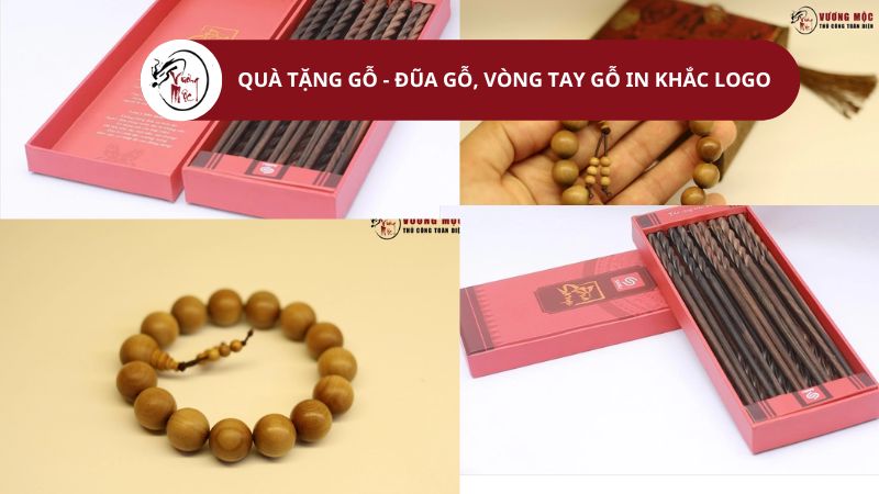 Quà tặng gỗ - Đũa gỗ, vòng tay gỗ in khắc logo theo yêu cầu