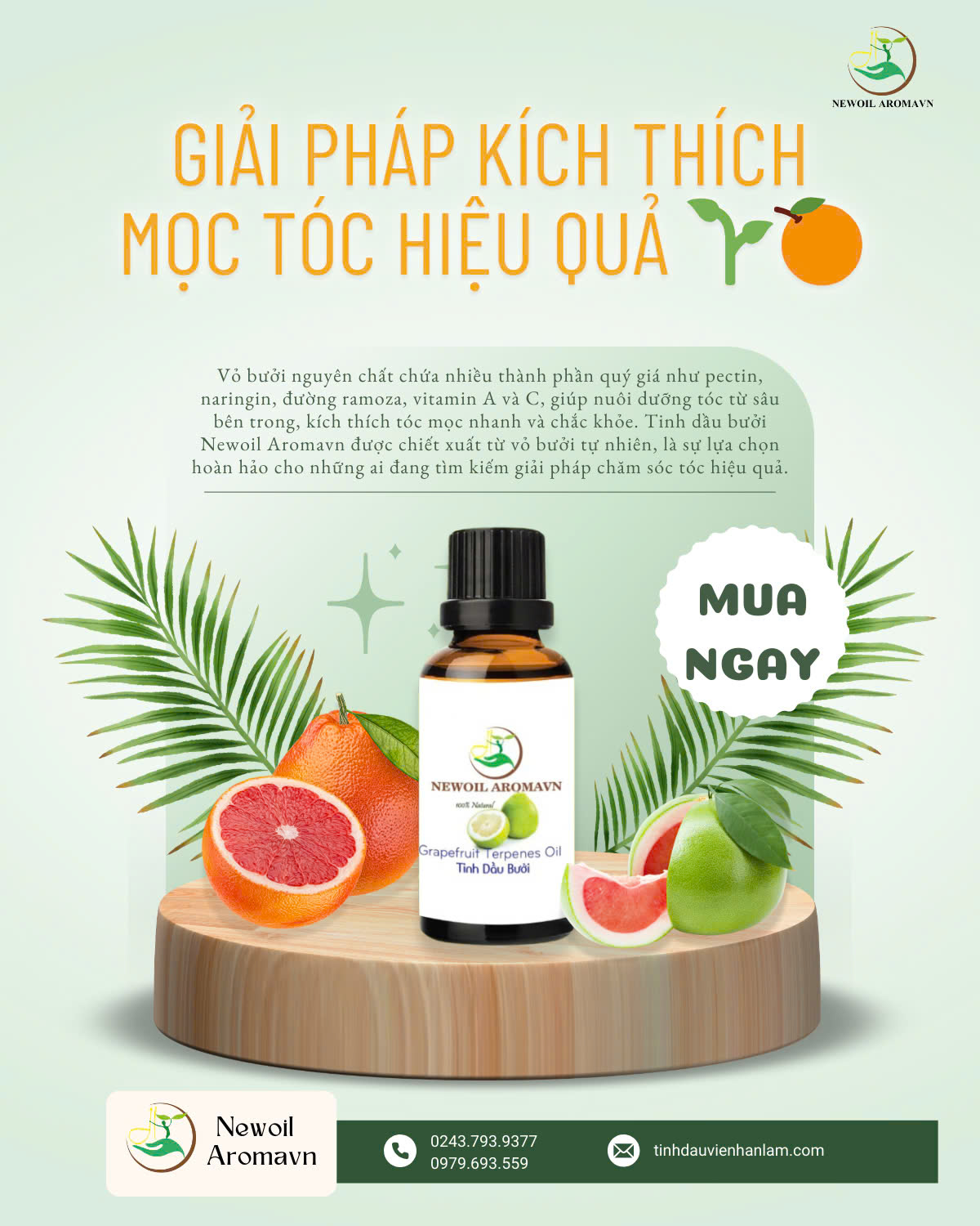 TINH DẦU BƯỞI NGUYÊN CHẤT GIẢI PHÁP KÍCH THÍCH MỌC TÓC HIỆU QUẢ 🌱🍊