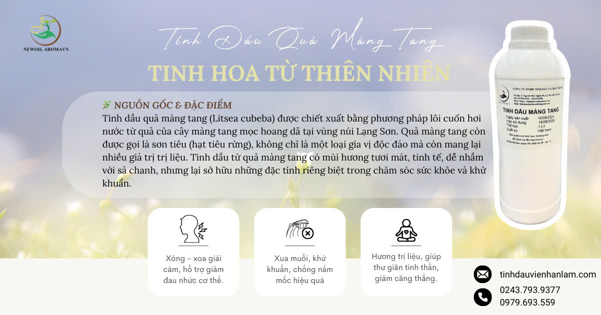 TINH DẦU QUẢ MÀNG TANG 1 LÍT