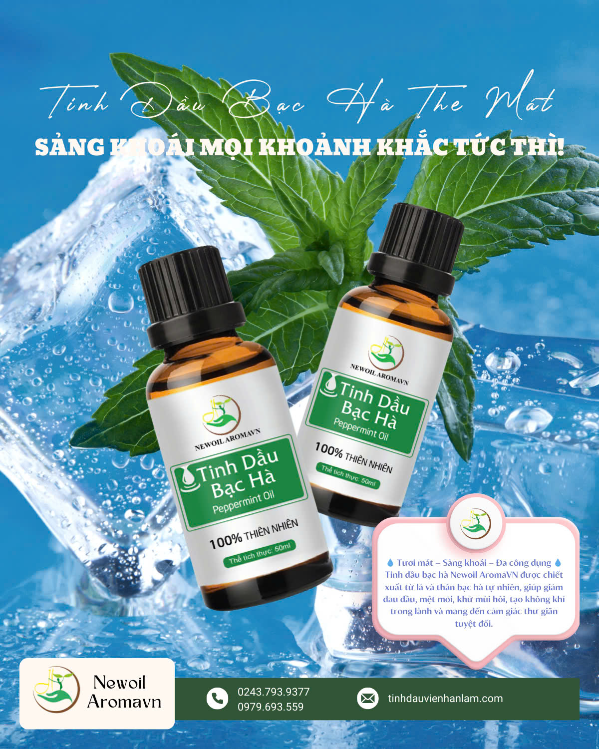 TINH DẦU BẠC HÀ THE MÁT – SẢNG KHOÁI MỌI KHOẢNH KHẮC TỨC THÌ!