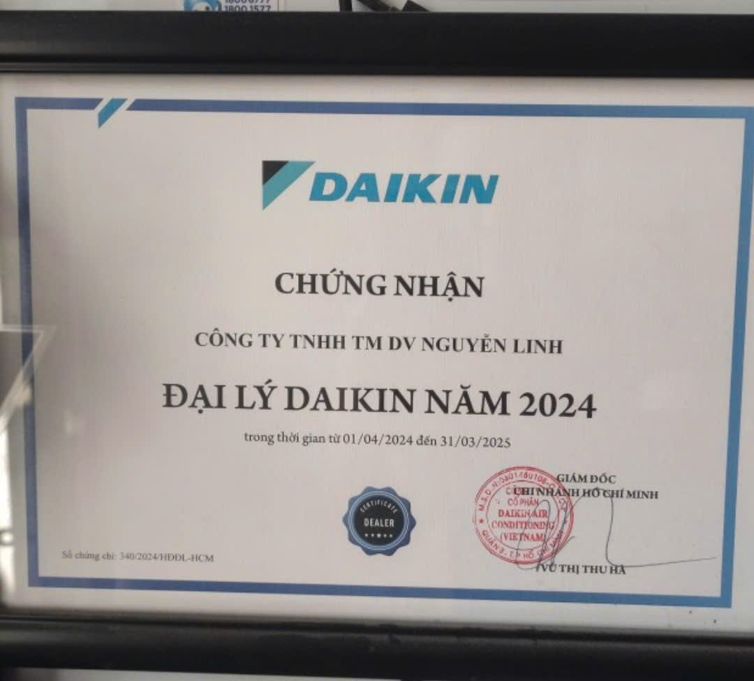 CÔNG TY TNHH TM DV NGUYỄN LINH – ĐẠI LÝ CHÍNH THỨC CỦA DAIKIN NĂM 2024