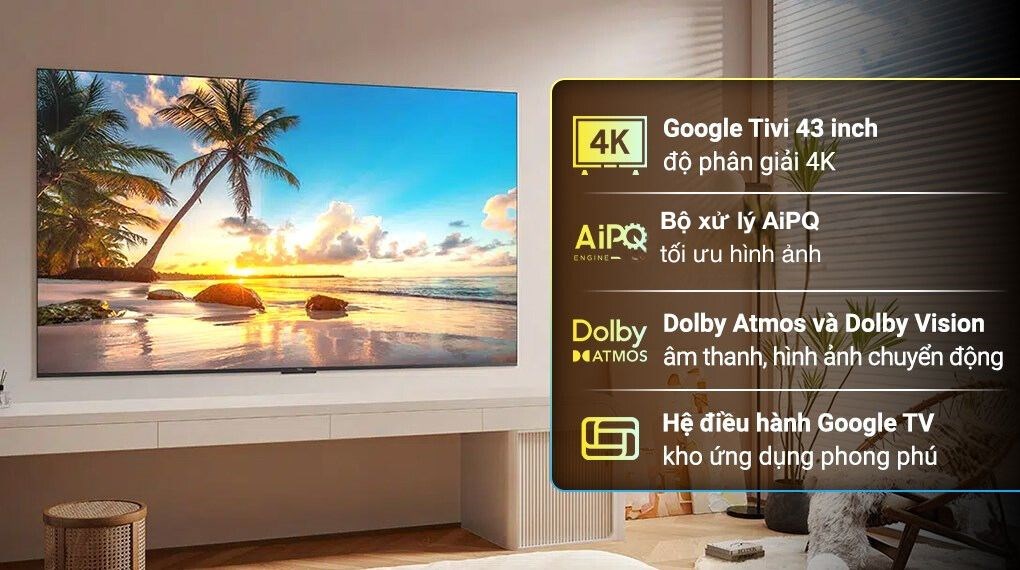 Google Tivi TCL 4K 43 inch 43P79B