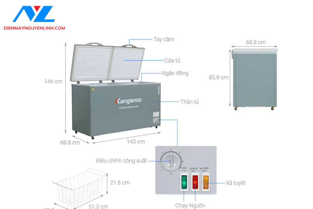 Tủ đông Kangaroo KGFZ490NG1 dung tích 430 lít