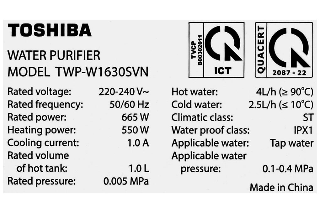 Máy lọc nước RO Toshiba TWP-W1630SVN 7 lõi