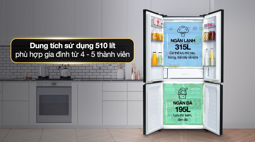 Tủ lạnh Panasonic Inverter 510 lít Multi Door NR-X561BK-VN