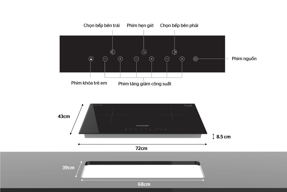 BẾP ĐÔI ĐIỆN TỪ SUNHOUSE SHB-DI01