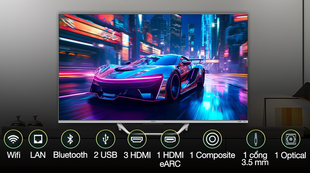 Google Tivi QLED Aqua 4K 55 inch AQT55S80EUX