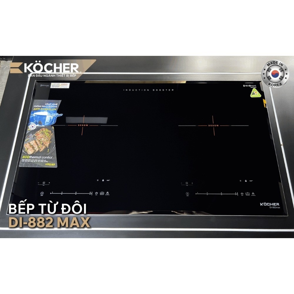 Bếp từ đôi Kocher DI-882 Max, nhập khẩu Hàn Quốc