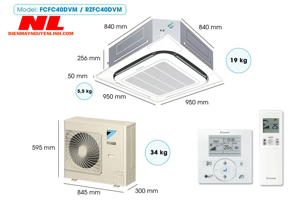 Điều hòa âm trần Daikin Inverter FCFC40DVM/RZFC40DVM