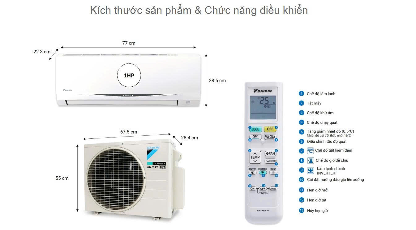 Combo Daikin Multi S MKC70SVMV + 2 dàn lạnh CTKC25RVMV + CTKC50SVMV Chính Hãng