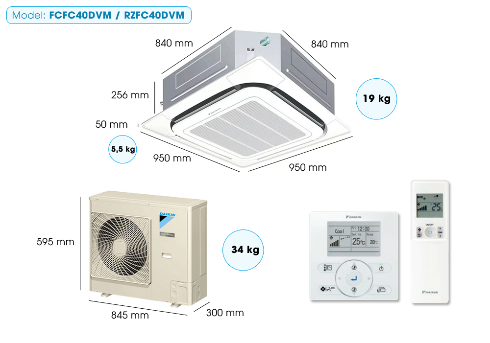 Điều hòa Âm trần Daikin Inverter 3Hp FCFC71DVM/RZFC71DY1 + BRC2E61 + BYCQ125EAF ( Điều khiển có dây)