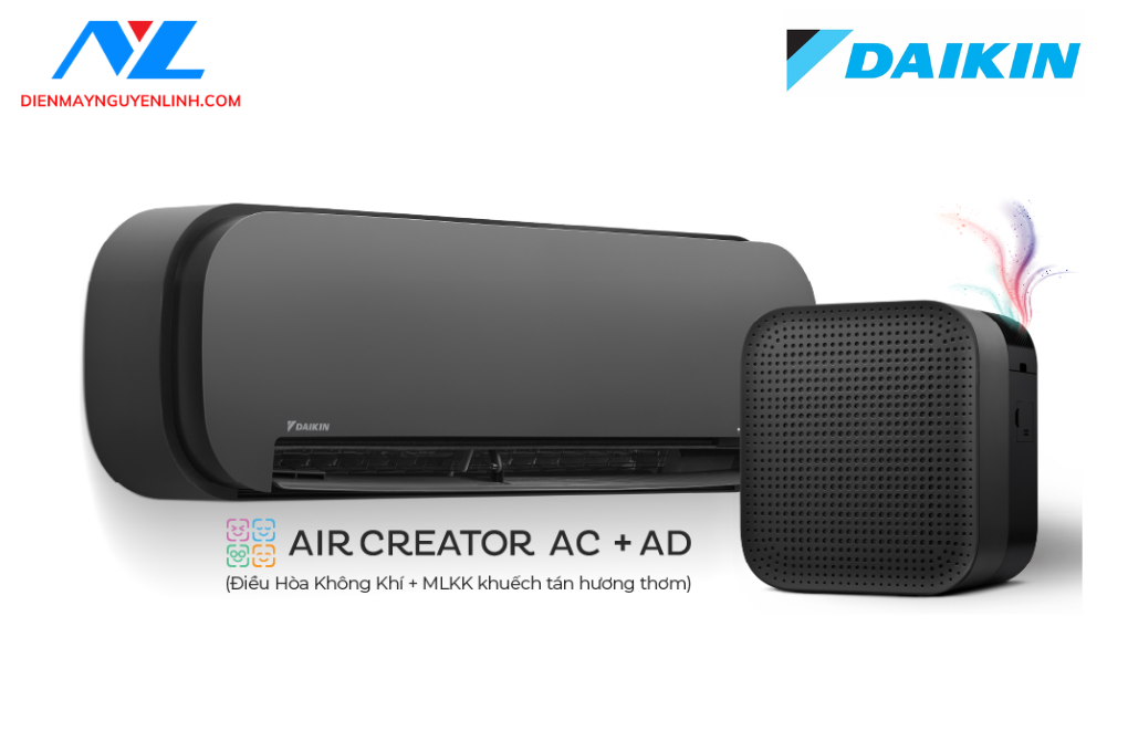 AIR CREATOR - Bộ đôi Điều Hòa 1HP và Máy lọc không khí khuếch tán hương thơm (Màu Đen)