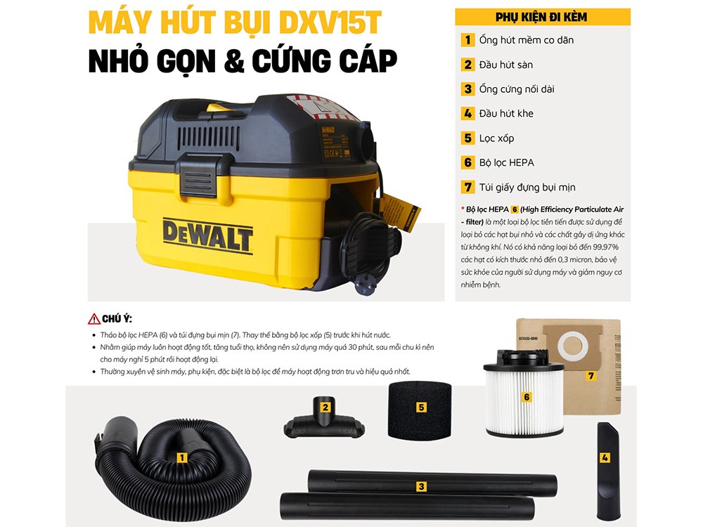 Máy hút bụi 3 chức năng 15L Dewalt DXV15T