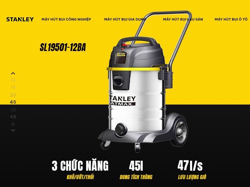 Máy hút bụi công nghiệp 3 chức năng Stanley SL19501-12BA (45 lít)