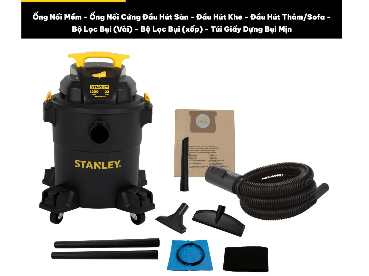 Máy hút bụi công nghiệp 3 chức năng Stanley SL19417P-6AB (23 lít)