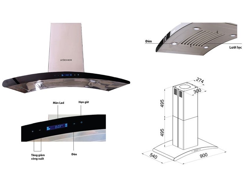 Máy hút mùi đảo Kocher Serena CXW-188CRV