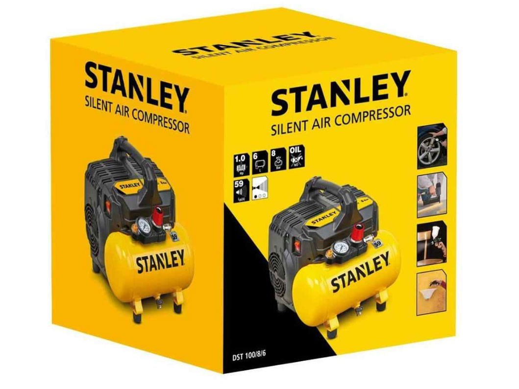 Máy nén khí Stanley DST100/8/6 (1HP - 6 lít, không dầu)