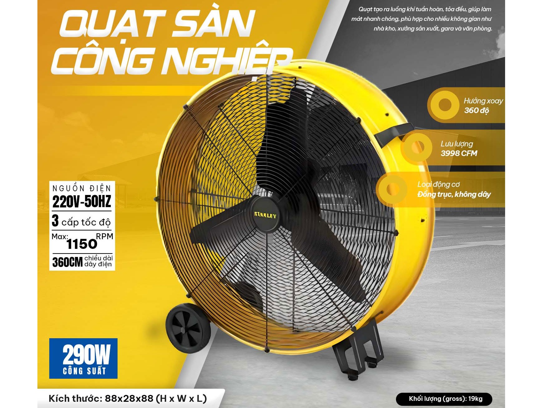 Quạt công nghiệp Stanley SLF307627D - 30 inch