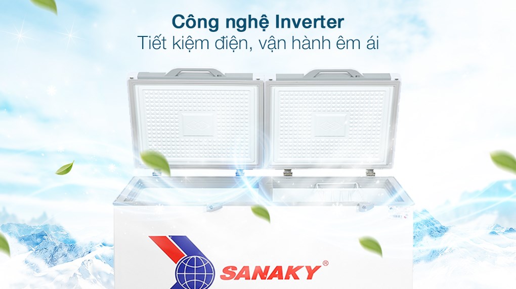 Tủ đông Sanaky Inverter VH-4099A4K cánh kính cường lực màu xám