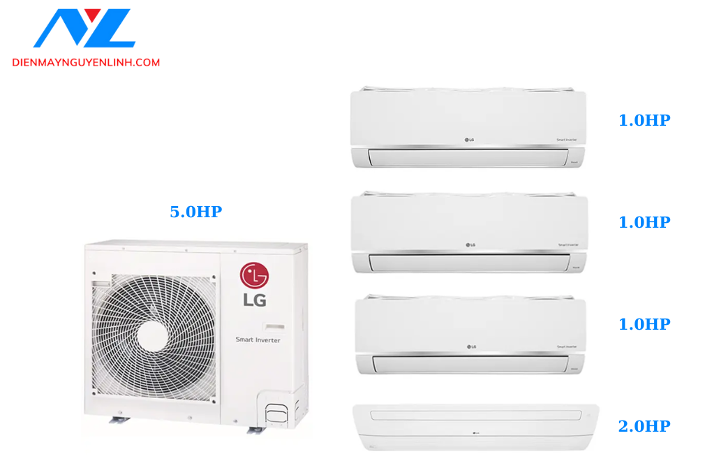 Combo Multi LG Inverter 3 dàn lạnh & cassette 5 HP A5UQ48GFA