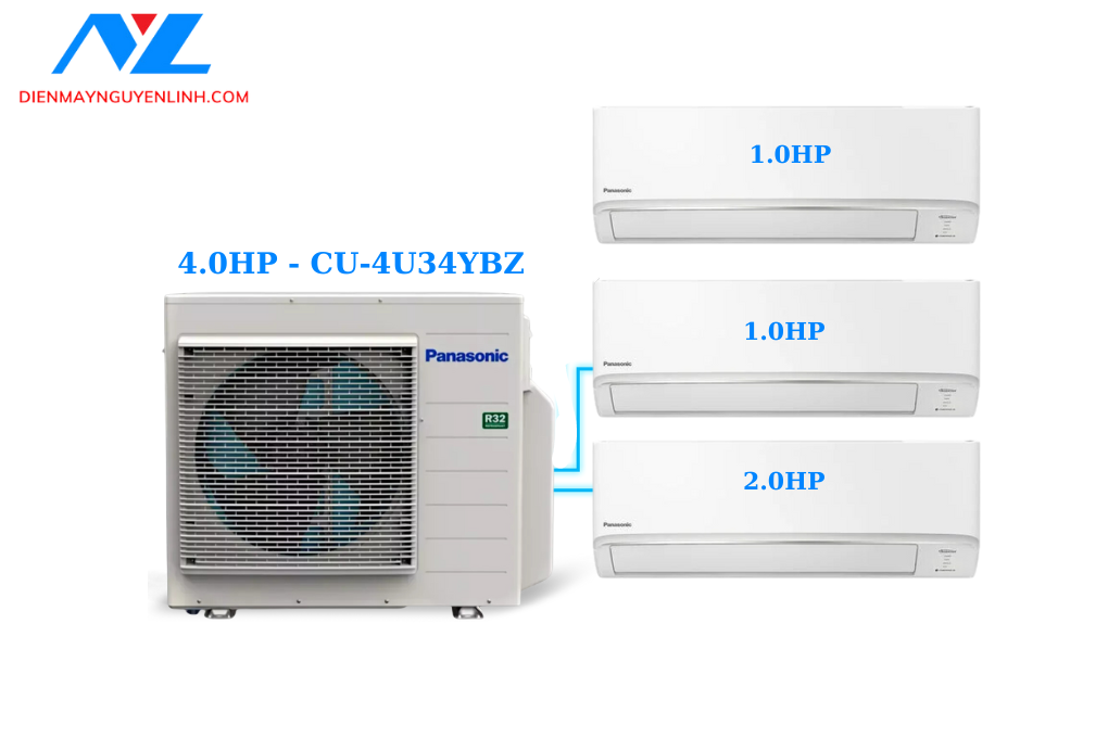 Multi Panasonic 1 Dàn Nóng 4 Hp + 3 Dàn Lạnh Treo Tường 1 Hp-2 Hp