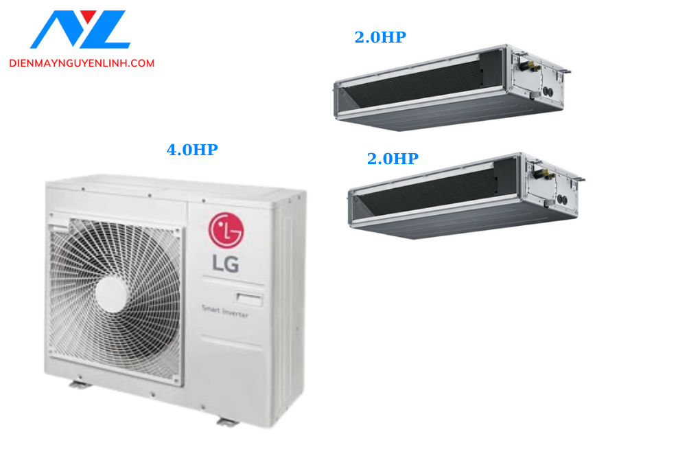 Combo Multi LG 1 Dàn Nóng 4 Hp + 2 Dàn Lạnh Âm Trần Nối Ống Gió 2 Hp