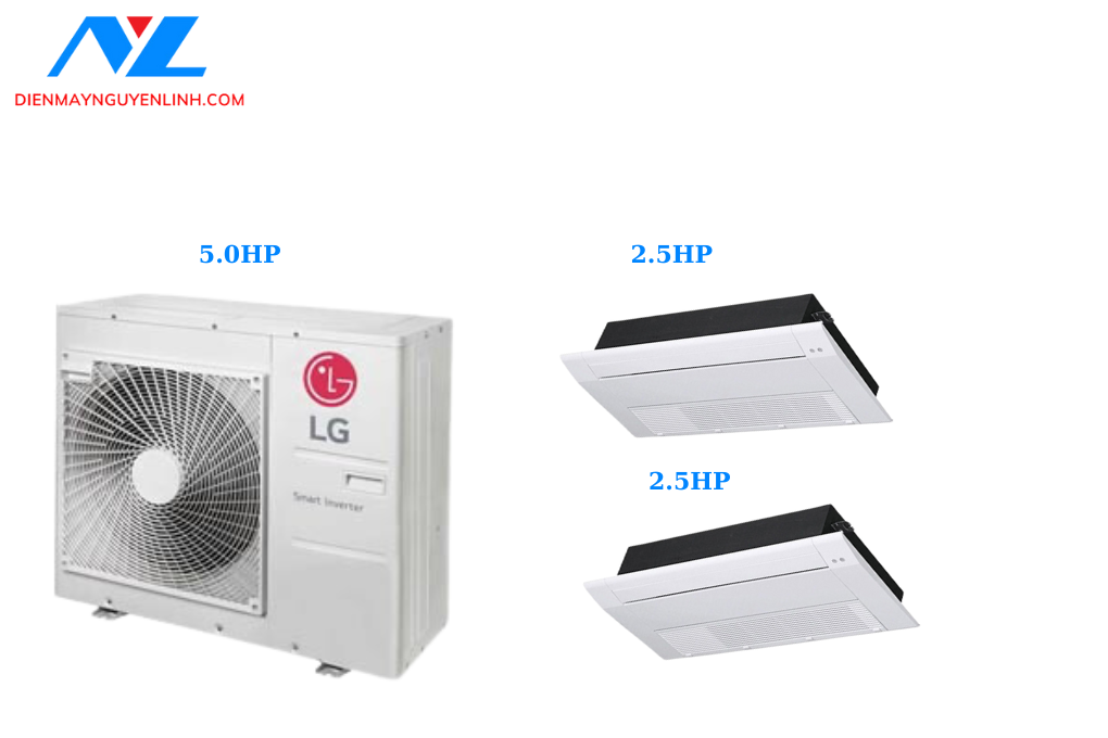 Multi LG Dàn Nóng 5 Hp + 2 Dàn Lạnh Âm Trần 1 Hướng Thổi 2.5 Hp