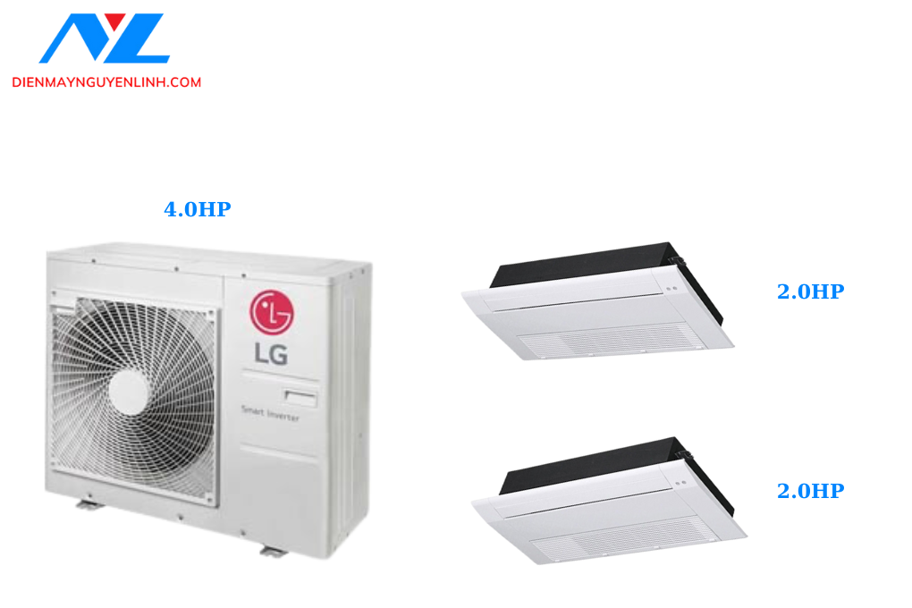 Combo Multi LG 1 Dàn Nóng 4 Hp + 2 Dàn Lạnh Âm Trần 1 Hướng Thổi 2 Hp