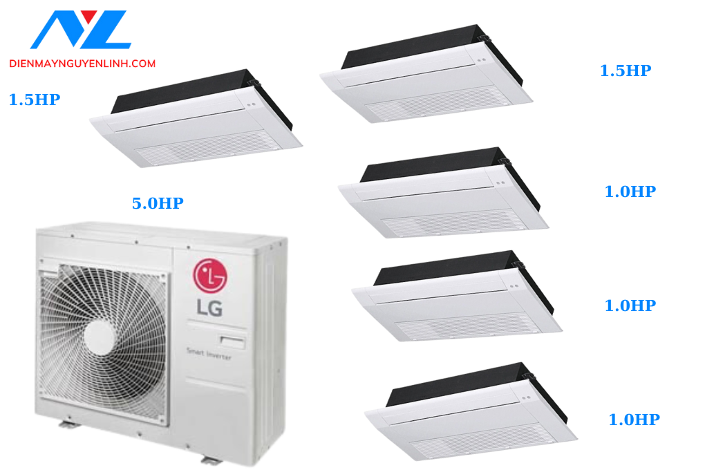 Combo Multi LG 1 Dàn Nóng 5 Hp + 3 Dàn Lạnh Âm Trần 1 Hướng Thổi