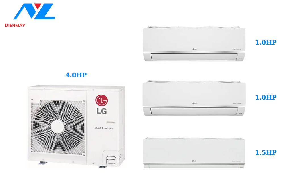Multi LG Inverter 3 Dàn Lạnh 3.5 HP Z3UQ30GFA0 Kết hợp Lạnh 1 HP + 1 HP + 1.5 HP