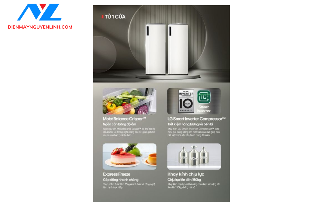 Tủ lạnh LG LOB16BGM 199 lít 1 cửa