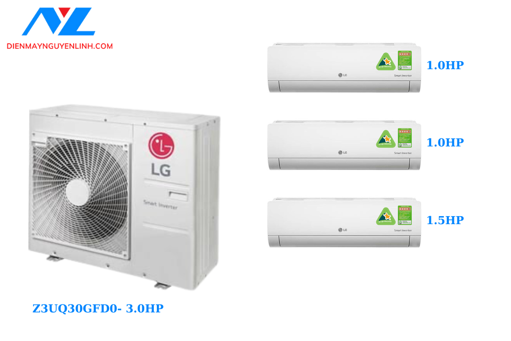 Combo Multi LG Inverter 3.0 HP Z3UQ30GFD0 / AMNQ09GSJA0 + AMNQ9GSJA0 + AMNQ12GSJA0