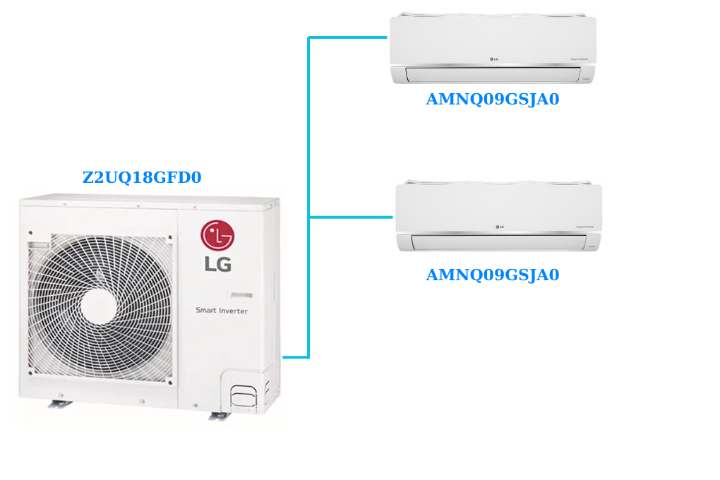 Combo Multi LG Inverter 2.0HP Z2UQ18GFD0 / AMNQ09GSJA0 + AMNQ09GSJA0