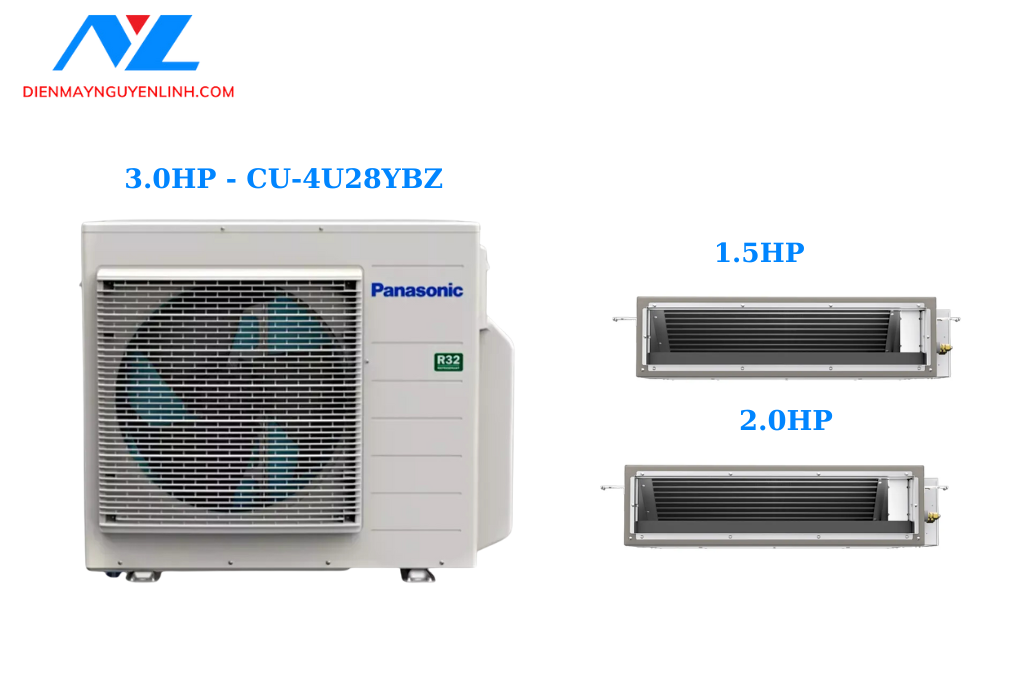 Combo Multi Panasonic Inverter 1 Dàn Nóng 3 Hp + 2 Dàn Lạnh Nối Ống Gió 1.5 Hp-2 Hp