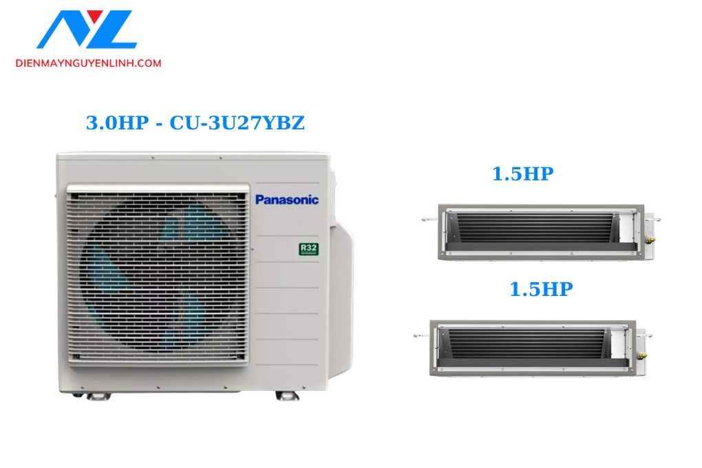 Máy Lạnh Multi Panasonic Inverter 1 Dàn Nóng 3 Hp + 2 Dàn Lạnh Nối Ống Gió 1.5 Hp