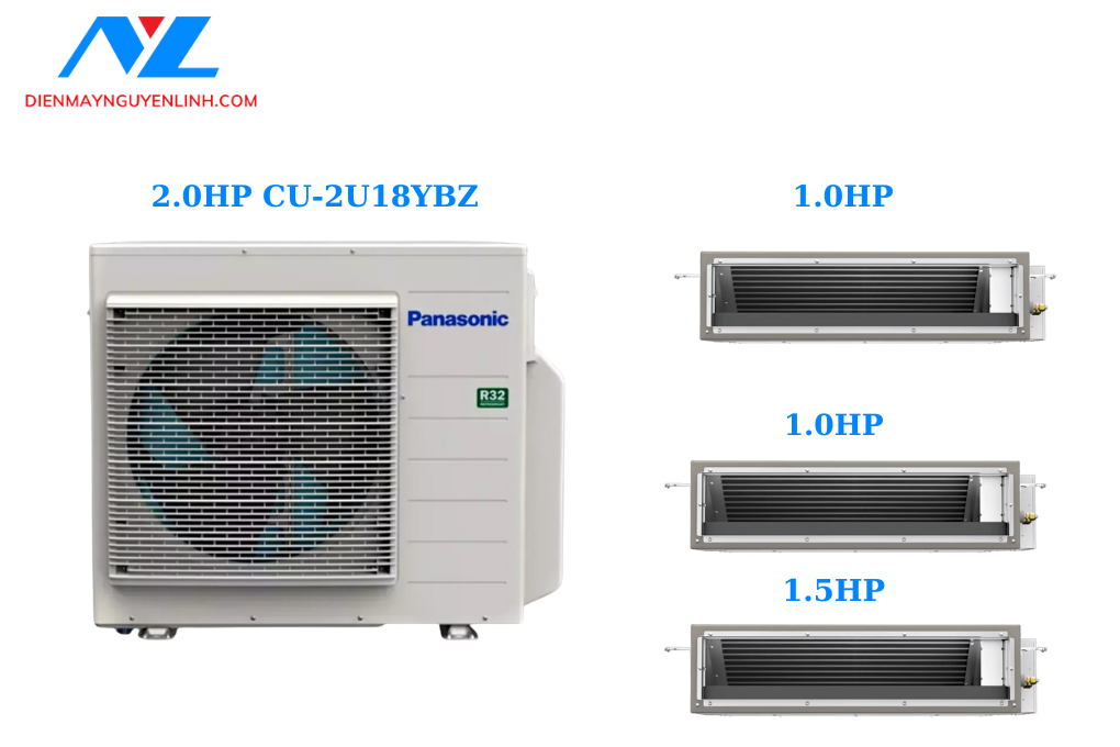 Multi Panasonic Inverter 1 Dàn Nóng 2 Hp + 2 Dàn Lạnh Nối Gió