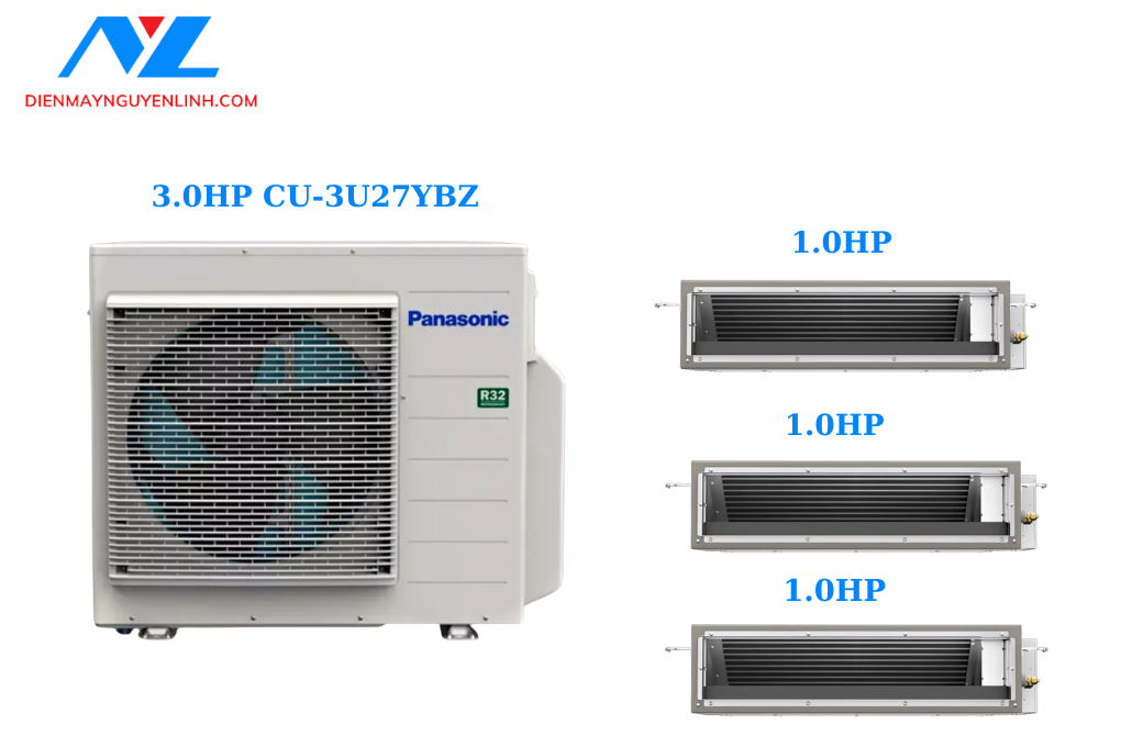 Multi Panasonic Inverter 1 Dàn Nóng 3 Hp + 3 Dàn Lạnh Nối Gió 1 Hp