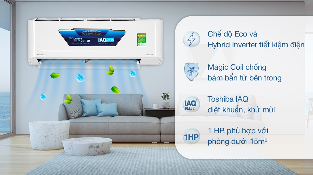 Máy lạnh treo tường Toshiba Inverter 1.5 Hp RAS-H13C4KCVG-V