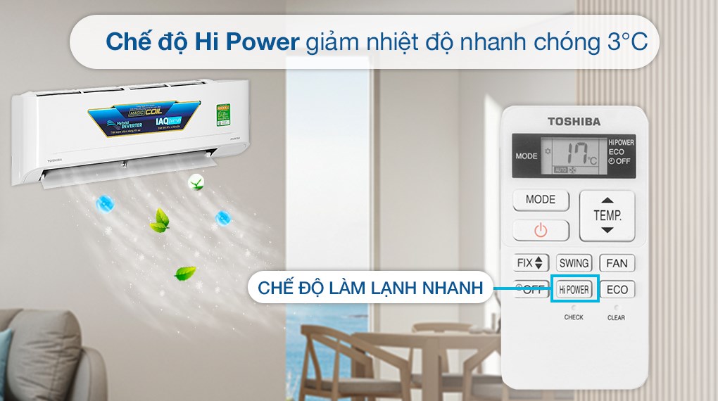 Máy lạnh treo tường Toshiba Inverter 1.5 Hp RAS-H13C4KCVG-V