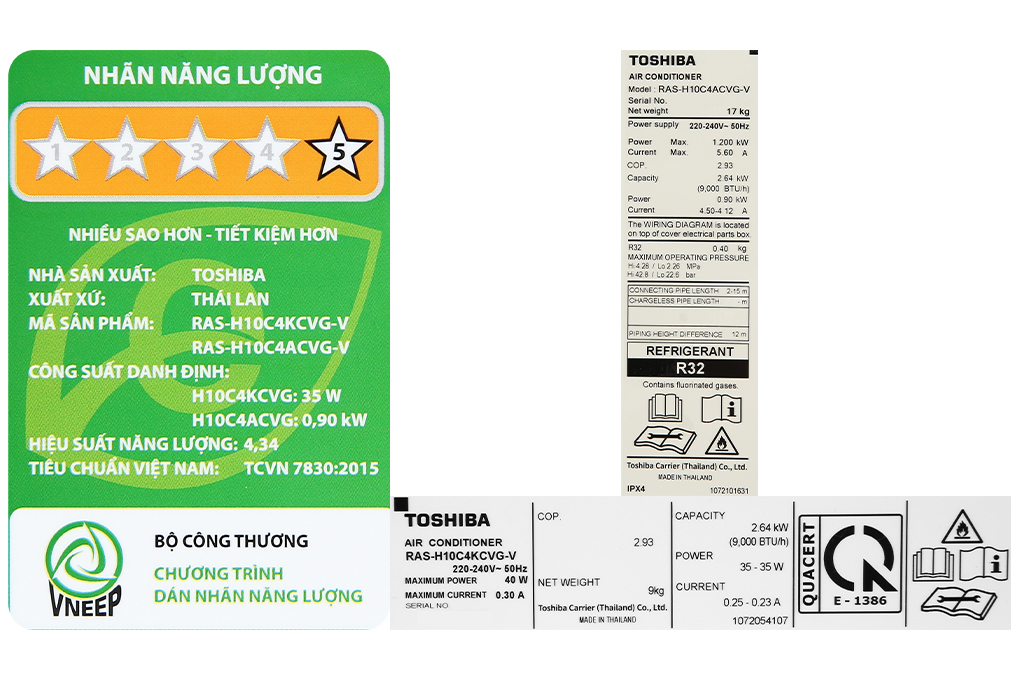 Máy lạnh treo tường Toshiba Inverter 1.5 Hp RAS-H13C4KCVG-V