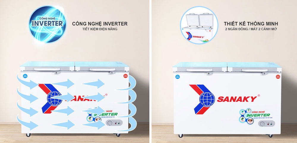 Tủ đông Sanaky Inverter VH-2899W4KD | Kính cường lực