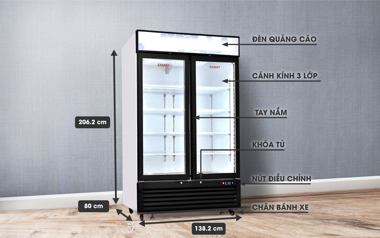 Tủ đông đứng Sanaky VH-1368K