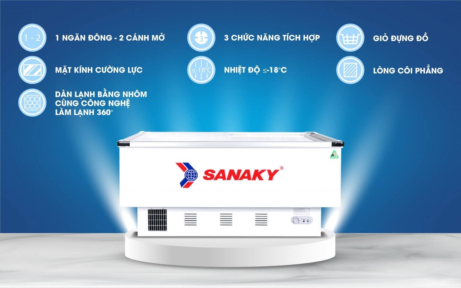 Tủ đông Sanaky VH-999K | Tủ đông trưng bày