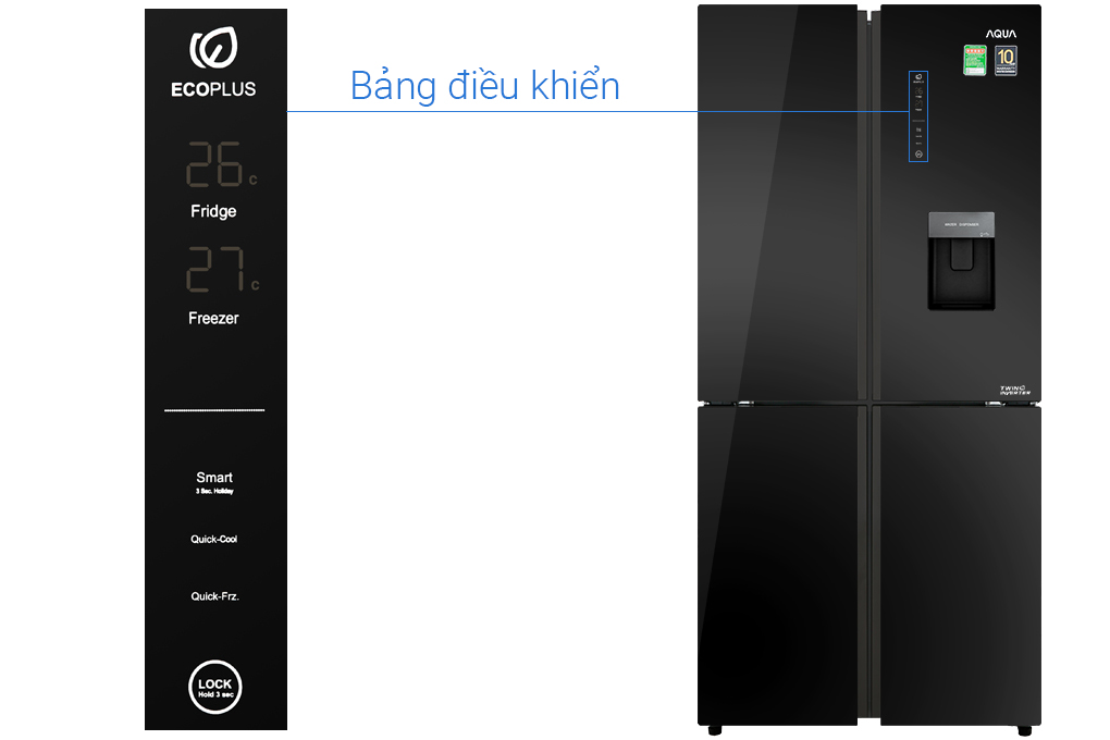 Tủ lạnh Aqua Inverter 456 lít AQR-IGW525EM GB