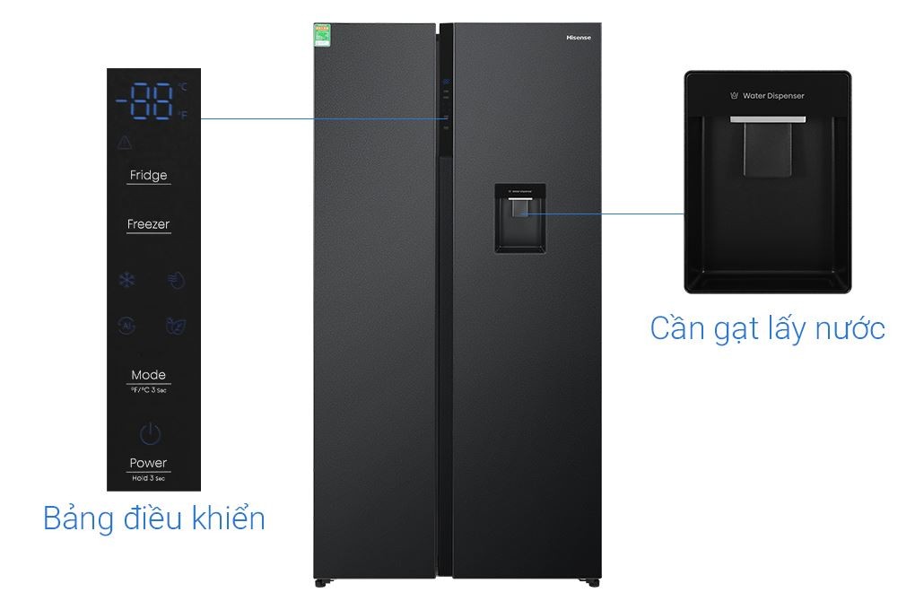 Tủ lạnh Hisense Inverter 550 lít Side By Side RS708N4EBND