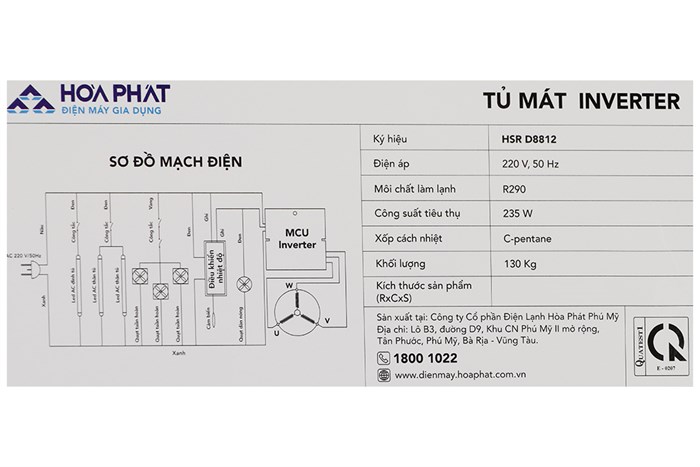 Tủ Mát 812L Inverter Hòa Phát HSR-D8812