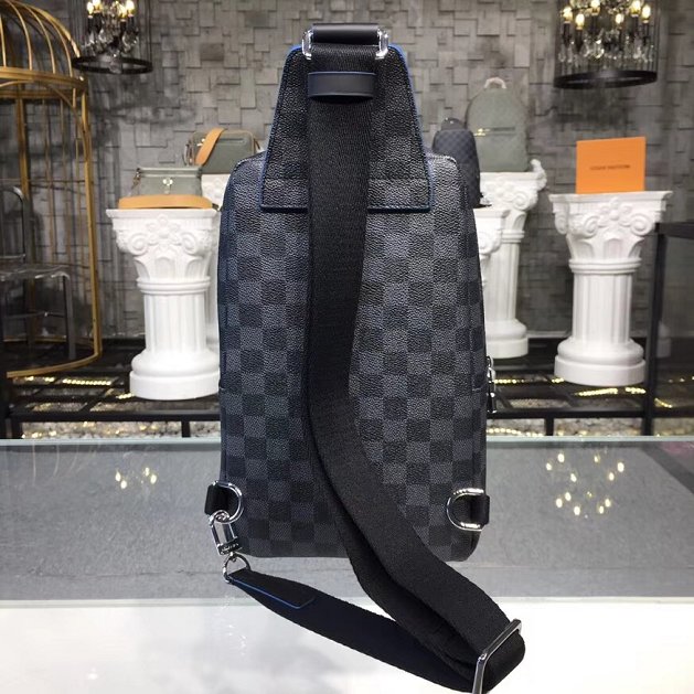 LOUIS VUITTON Damier Graphite Avenue Sling Backpack Blue 721094