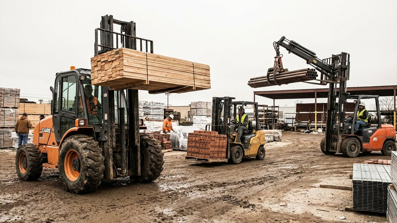 Giải pháp xe nâng cho bãi vật liệu xây dựng
